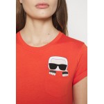 Kobiety T SHIRT TOP | KARL LAGERFELD IKONIK POCKET TEE - T-shirt z nadrukiem - orange/pomarańczowy - KT05137