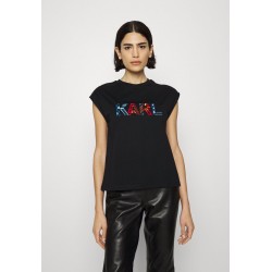 Kobiety T_SHIRT_TOP | KARL LAGERFELD LOGO - T-shirt z nadrukiem - black/czarny - PI79029