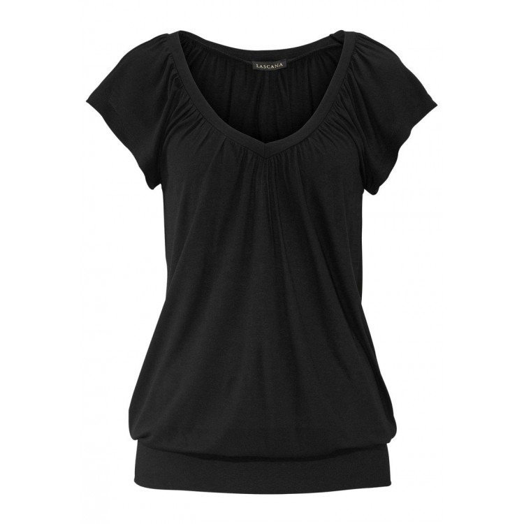 Kobiety T SHIRT TOP | LASCANA T-shirt basic - schwarz/czarny - GU79722