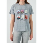 Kobiety T SHIRT TOP | LELA T-shirt z nadrukiem - grey-melange/szary - SL81019