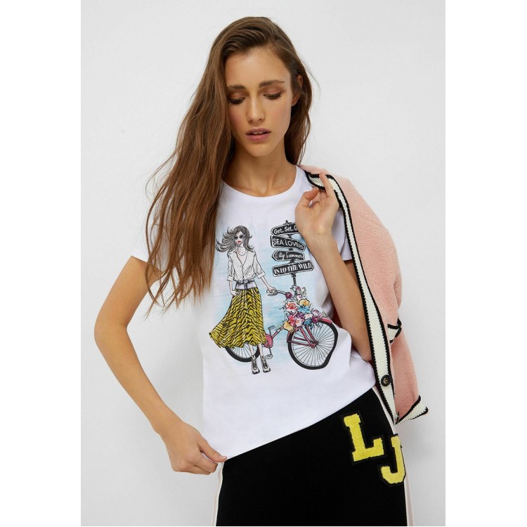 Kobiety T SHIRT TOP | Liu Jo Jeans ECO-FRIENDLY - T-shirt z nadrukiem - white bicycle/biały - LP98119
