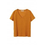 Kobiety T SHIRT TOP | Mango T-shirt basic - musztardowy - QD32443
