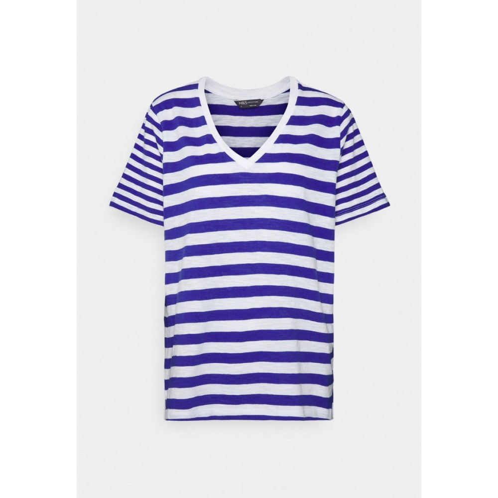 Kobiety T SHIRT TOP | Marks & Spencer SLUB - T-shirt z nadrukiem - bright blue mix/niebieski - ZH59095