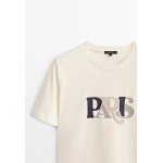 Kobiety T SHIRT TOP | Massimo Dutti KURZÄRMELIGES MIT SLOGAN - T-shirt z nadrukiem - beige/czerwony - IW44444