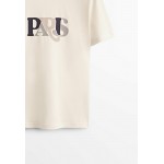 Kobiety T SHIRT TOP | Massimo Dutti KURZÄRMELIGES MIT SLOGAN - T-shirt z nadrukiem - beige/czerwony - IW44444
