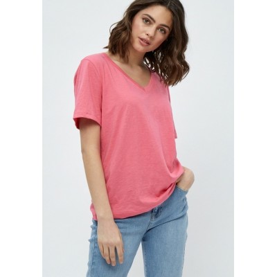 Kobiety T_SHIRT_TOP | Minus LETI V NECK TEE - T-shirt basic - pink flamingo/różowy - ZF21868