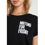 Kobiety T SHIRT TOP | Mister Tee LADIES WAITING FOR FRIDAY BOX TEE - T-shirt z nadrukiem - black/czarny - PF61301