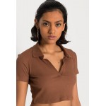 Kobiety T SHIRT TOP | Monki T-shirt basic - brown/brązowy - SQ09834