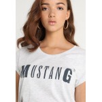 Kobiety T SHIRT TOP | Mustang LOGO - T-shirt z nadrukiem - light grey melange/szary - AB74288