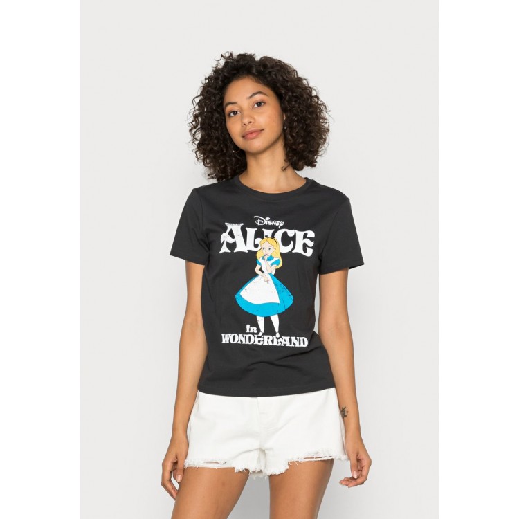 Kobiety T SHIRT TOP | ONLY ALICE IN WONDERLAND - T-shirt z nadrukiem - phantom alice in wonderland/czarny - DQ19384