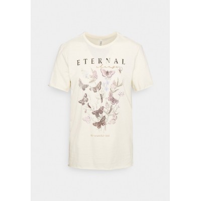 Kobiety T_SHIRT_TOP | ONLY Tall ONLLUCY FLOWER FLY - T-shirt z nadrukiem - tofu eternal/brązowy - TE78508