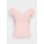 Kobiety T SHIRT TOP | Pieces PCMALIVA V-NECK - T-shirt basic - misty rose/różowy - NI52746