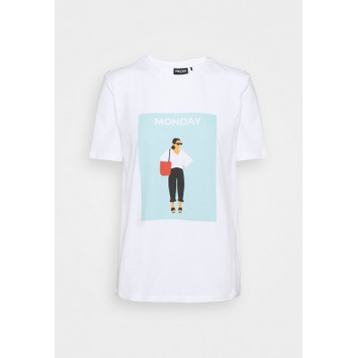 Kobiety T_SHIRT_TOP | Pieces PCMONDA TEE - T-shirt z nadrukiem - bright white/biały - MZ07886