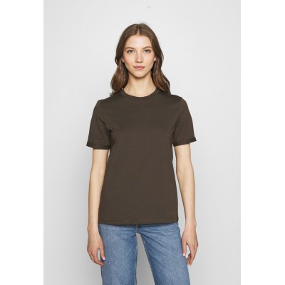 Kobiety T_SHIRT_TOP | Pieces PCRIA FOLD UP SOLID TEE - T-shirt basic - black olive/khaki - FX44500