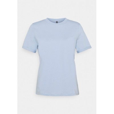 Kobiety T_SHIRT_TOP | Pieces PCRIA FOLD UP SOLID TEE - T-shirt basic - kentucky blue/jasnoniebieski - PV47351