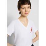 Kobiety T SHIRT TOP | PS Paul Smith V NECK DINO - T-shirt z nadrukiem - white/biały - JL80343