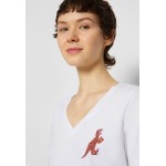 Kobiety T SHIRT TOP | PS Paul Smith V NECK DINO - T-shirt z nadrukiem - white/biały - JL80343