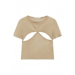 Kobiety T SHIRT TOP | PULL&BEAR SHORT SLEEVE - T-shirt z nadrukiem - brown/brązowy - CN42097