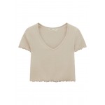 Kobiety T SHIRT TOP | PULL&BEAR T-shirt basic - beige/beżowy - YY68675