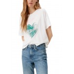 Kobiety T SHIRT TOP | QS by s.Oliver T-shirt z nadrukiem - white placed print/biały - FL37015