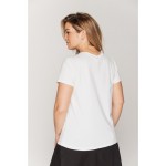 Kobiety T SHIRT TOP | RABARBAR T-shirt z nadrukiem - biały - SA97935