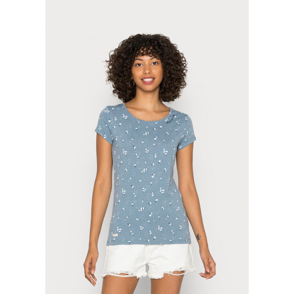 Kobiety T SHIRT TOP | Ragwear MINT FLOWER - T-shirt z nadrukiem - blue/niebieski - GS31948