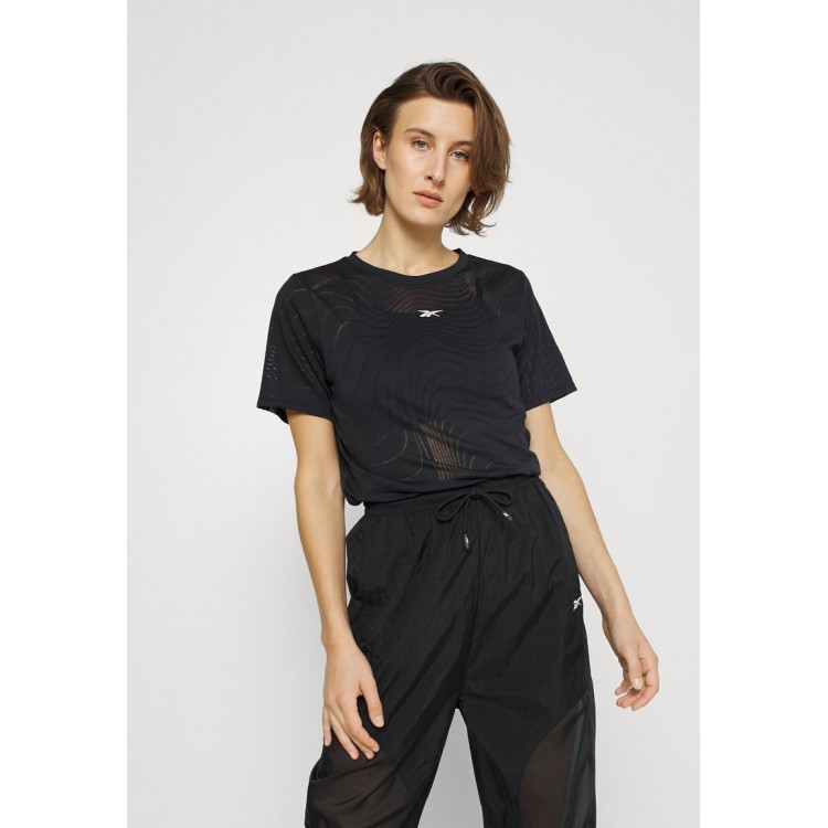 Kobiety T SHIRT TOP | Reebok BURNOUT TEE - T-shirt z nadrukiem - black/czarny - BO93462