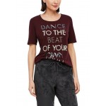 Kobiety T SHIRT TOP | s.Oliver BLACK LABEL MIT APPLIKATION - T-shirt z nadrukiem - bordeaux placed print/bordowy - IZ24177