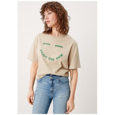 Kobiety T_SHIRT_TOP | s.Oliver LOCKERES - T-shirt z nadrukiem - taupe placed print/beżowy - QU66374