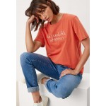 Kobiety T SHIRT TOP | s.Oliver MET BORDUURSEL - T-shirt z nadrukiem - terracotta/łososiowy - EC96037