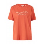 Kobiety T SHIRT TOP | s.Oliver MET BORDUURSEL - T-shirt z nadrukiem - terracotta/łososiowy - EC96037