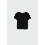 Kobiety T SHIRT TOP | Stradivarius MIT HERZAUSSCHNITT - T-shirt basic - black/czarny - GT88688