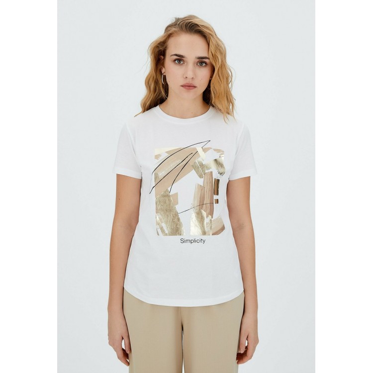 Kobiety T SHIRT TOP | Stradivarius T-shirt z nadrukiem - white/biały - ML14429