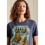 Kobiety T SHIRT TOP | Superdry HERITAGE MOUNTAIN - T-shirt z nadrukiem - eclipse navy marl/niebieskoszary - WL13450