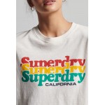 Kobiety T SHIRT TOP | Superdry VINTAGE CALI STRIPE - T-shirt z nadrukiem - winter white/biały - QI49303