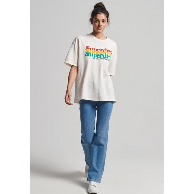 Kobiety T_SHIRT_TOP | Superdry VINTAGE CALI STRIPE - T-shirt z nadrukiem - winter white/biały - QI49303