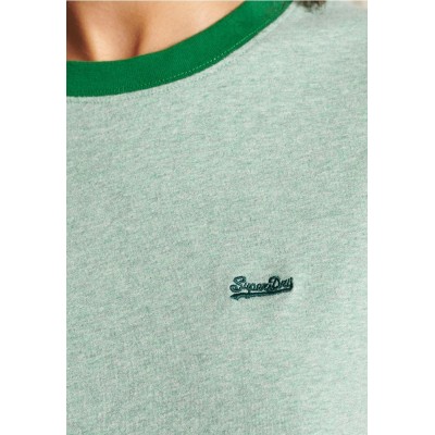 Kobiety T_SHIRT_TOP | Superdry VINTAGE LOGO EMBROIDERED RINGER - T-shirt z nadrukiem - freeway green marl/zielony - FR96965