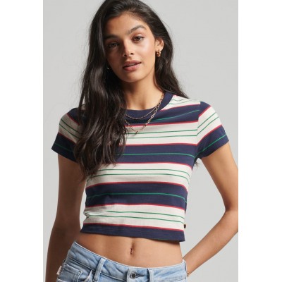 Kobiety T_SHIRT_TOP | Superdry VINTAGE  - T-shirt z nadrukiem - navy multi stripe/niebieski - HD50852