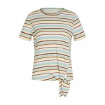 Kobiety T SHIRT TOP | TOM TAILOR DENIM T-shirt z nadrukiem - blue creme brown stripe/niebieski - EH03898