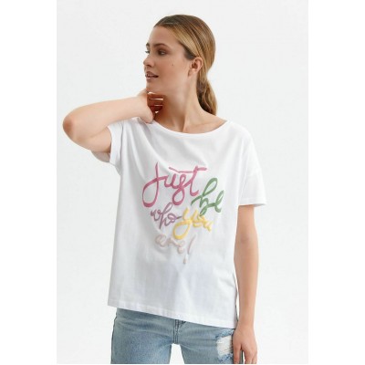 Kobiety T_SHIRT_TOP | Top Secret T-shirt z nadrukiem - biały - CL47202