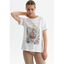 Kobiety T_SHIRT_TOP | Top Secret T-shirt z nadrukiem - biały - UQ95696