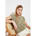 Kobiety T SHIRT TOP | Trendyol T-shirt basic - khaki - CH50611