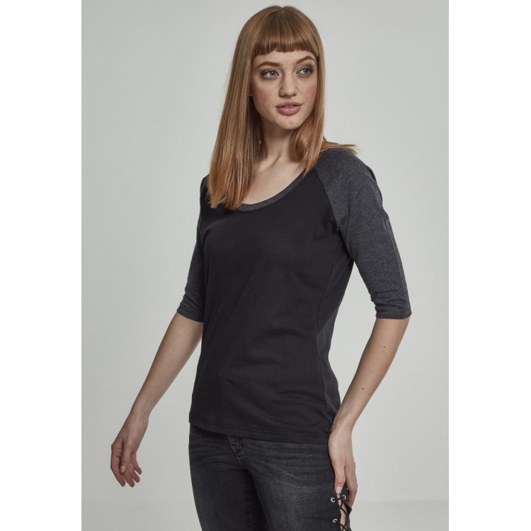 Kobiety T SHIRT TOP | Urban Classics T-shirt z nadrukiem - black/dark grey/czarny - NT89779