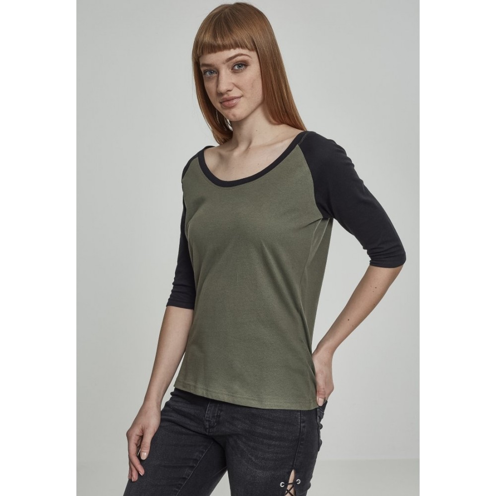 Kobiety T SHIRT TOP | Urban Classics T-shirt z nadrukiem - olive/black/zielony - JV78757