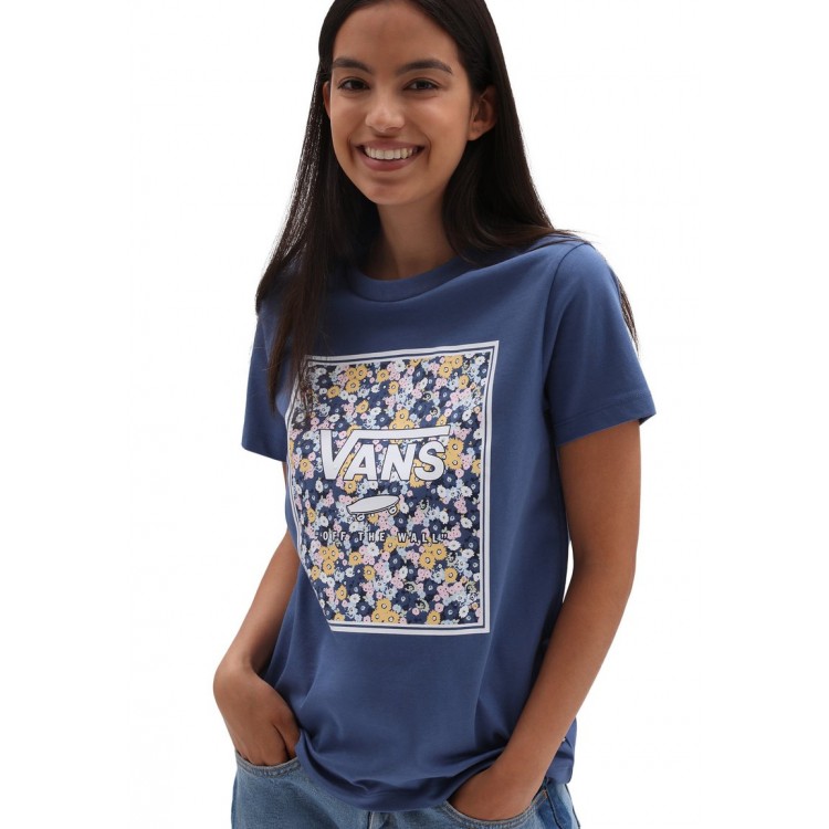 Kobiety T SHIRT TOP | Vans DECO BOX - T-shirt z nadrukiem - true navy/niebieski - DO20460