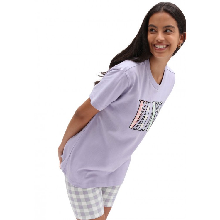 Kobiety T SHIRT TOP | Vans MIXED UP GINGHAM BFF TEE - T-shirt z nadrukiem - languid lavender/liliowy - DK59198