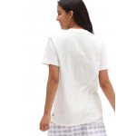 Kobiety T SHIRT TOP | Vans MIXED UP GINGHAM BFF TEE - T-shirt z nadrukiem - marshmallow/mleczny - DE37646