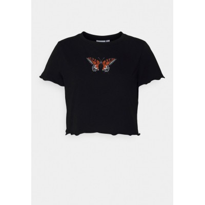 Kobiety T_SHIRT_TOP | Vila VIBUTTERFLY ONECK TEE 2 PACK - T-shirt z nadrukiem - black/czarny - UB17723