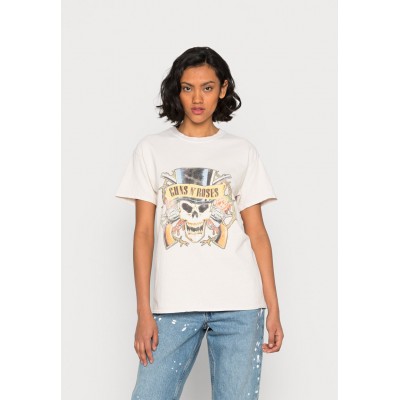Kobiety T_SHIRT_TOP | Vintage Supply OVERDYED BISCOTTI REGULAR FIT WITH VINTAGE GUNS N ROSES  - T-shirt z nadrukiem - biscotti/mleczny - ZM06102