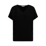Kobiety T SHIRT TOP | WE Fashion MET STRUCTUUR - T-shirt basic - black/czarny - IC55964